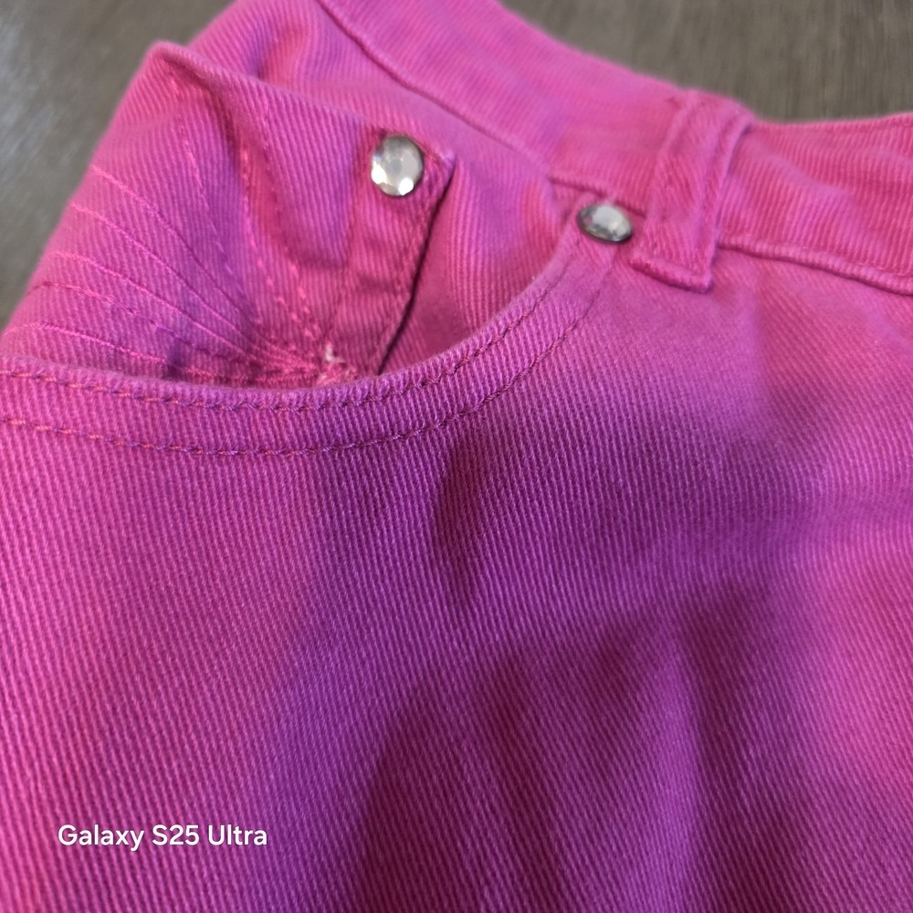 Faded Glory fushia red/dark pink embellished capri pants 26W bling Y2K? - Picture 5 of 12